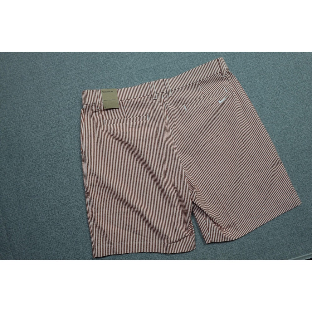 Nike Seersucker Golf Shorts Mens 38 Orange Striped Standard Fit 8 Inseam NWT